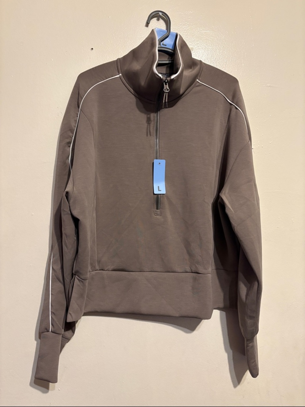 Women’s Quarter-Zip Pullover Sweatshirt - Brown Size L